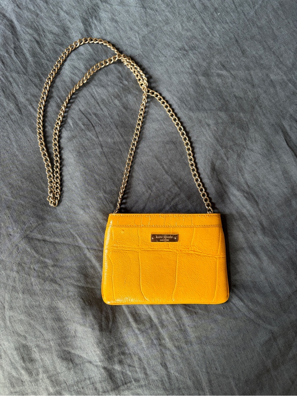 kate spade Yellow Croc-Embossed Chain Crossbody Bag